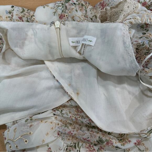 Free The Roses Endless Ross Floral Mini Dress Embroidered Ruched size Large - Picture 10 of 10